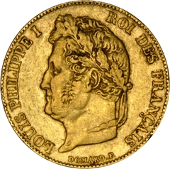 20 French Francs Gold Coin Louis-Philippe Laureate Head