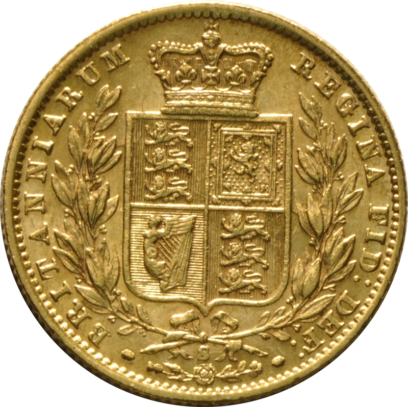 1872 Gold Sovereign Coin Queen Victoria Young Head Shield Back Sydney
