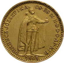 1905 Hungarian 20 Korona Joszef I Gold Coin