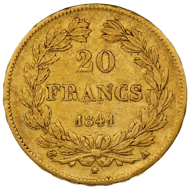 1841 20 French Francs - Louis-Philippe Laureate Head - A