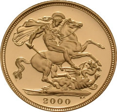 2000 Proof Gold Sovereign Coin Elizabeth II Fourth Head