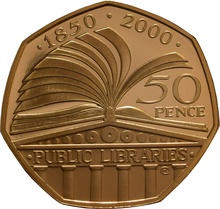 Gold Proof 2000 Fifty Pence Piece - Public Libraries