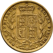 1858 Gold Sovereign Coin Queen Victoria Young Head Shield Back