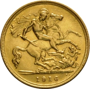 1916 Gold Half Sovereign George V Sydney