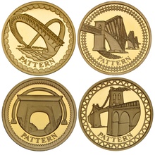 Double Gold Proof 2004 £1 Pattern Set Heraldic Beasts and 2003 Bridges