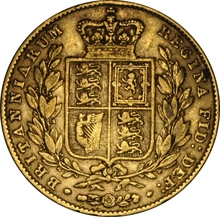 1847 Gold Sovereign - Victoria Young Head Shield Back- London