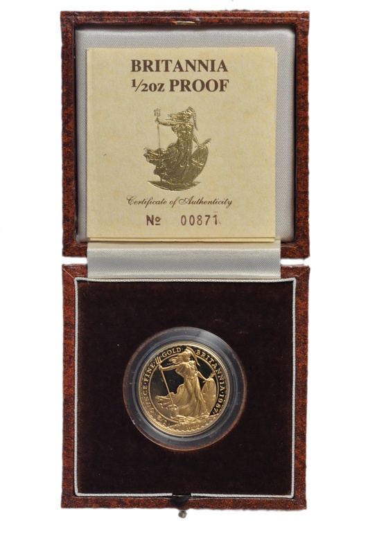 1987 Half Ounce Britannia Gold proof Coin boxed with COA