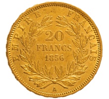 1856 20 French Francs - Napoleon III Bare Head - A