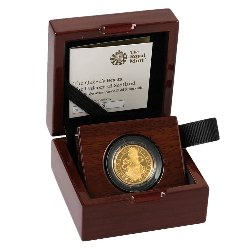 2017 1/4oz Proof Unicorn of Scotland Gold Coin Queen's Beasts Boxed