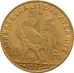 10 French Francs Gold Coin Marianne Rooster