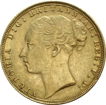 1873 Gold Sovereign - Victoria Young Head - London