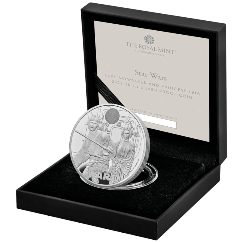 2023 Star Wars - Luke Skywalker & Princess Leia 1oz Proof Silver Coin Boxed