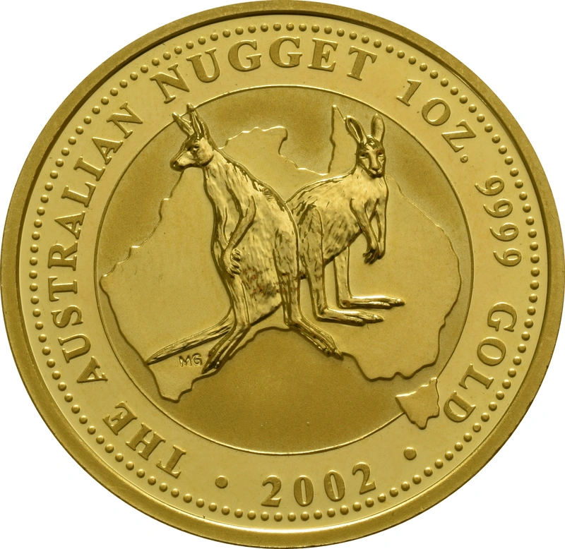 2002 Australian Kangaroo Gold Nugget Coin 1oz
