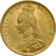 1891 Gold Sovereign Coin Queen Victoria Jubilee Head Sydney
