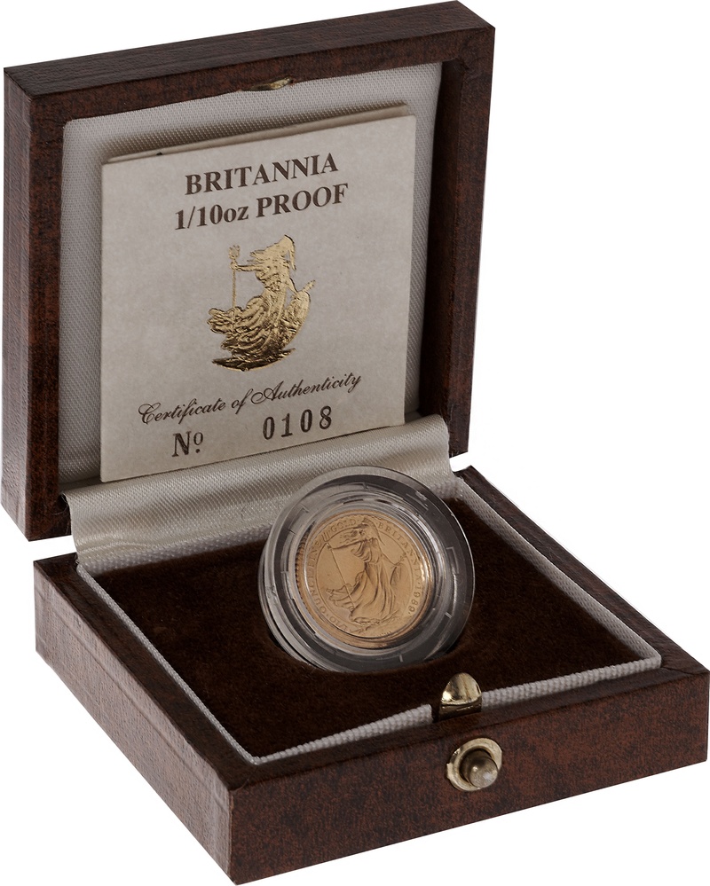 1989 Proof Britannia Tenth Ounce boxed with COA