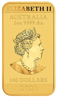 2021 1oz Dragon Rectangular Gold Bar