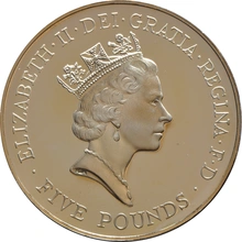 1996 - Gold Five Pound Proof Coin, 70th Birthday of Queen Elizabeth II