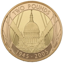 2005 £2 Two Pound Proof Gold Coin 60th Anniversary WWII 1945