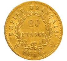 1811 20 French Francs Gold Coin Napoleon I W