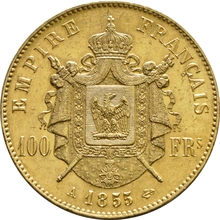 100 French Francs Gold Coin Bare Head