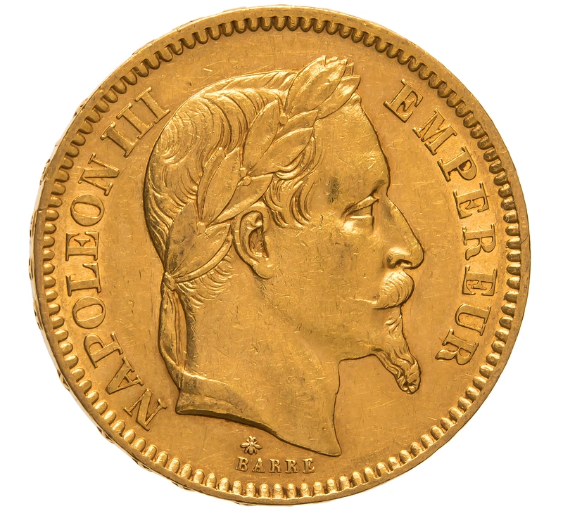 1866 20 French Francs - Napoleon III Laureate Head - A