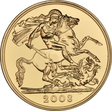 2008 - Gold Five Pound Coin, Brilliant Uncirculated