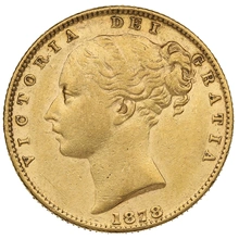 1878 Gold Sovereign - Victoria Young Head Shield Back- S