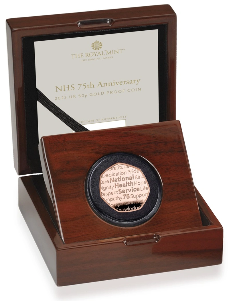 2023 Fifty Pence 50p Gold 75 Years of the NHS Proof Coin Boxed