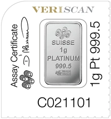 25g Platinum Bar Multigram PAMP Minted