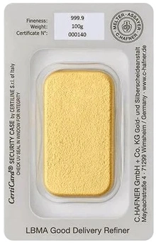 C. Hafner 100 Gram Gold Cast Bar