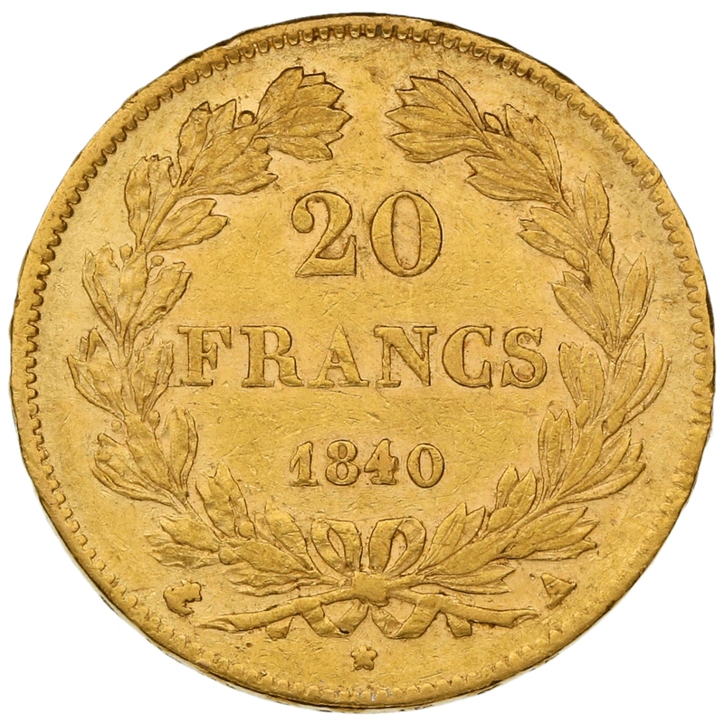 1840 20 French Francs Gold Coin Louis-Philippe A