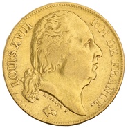 1824 20 French Francs - Louis XVIII Bare Head - A
