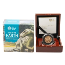 2020 Dinosaurs Collection Iguanodon Fifty Pence Proof Gold Coin Boxed