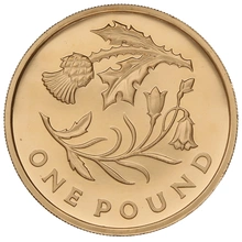 2014 Proof Gold £1 Pound Coin Scotland Floral Boxed