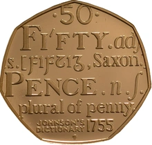 Gold Proof 2005 Fifty Pence Piece - Samuel Johnson 