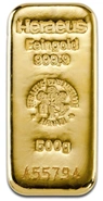 Heraeus 500g Gold Bullion Bar