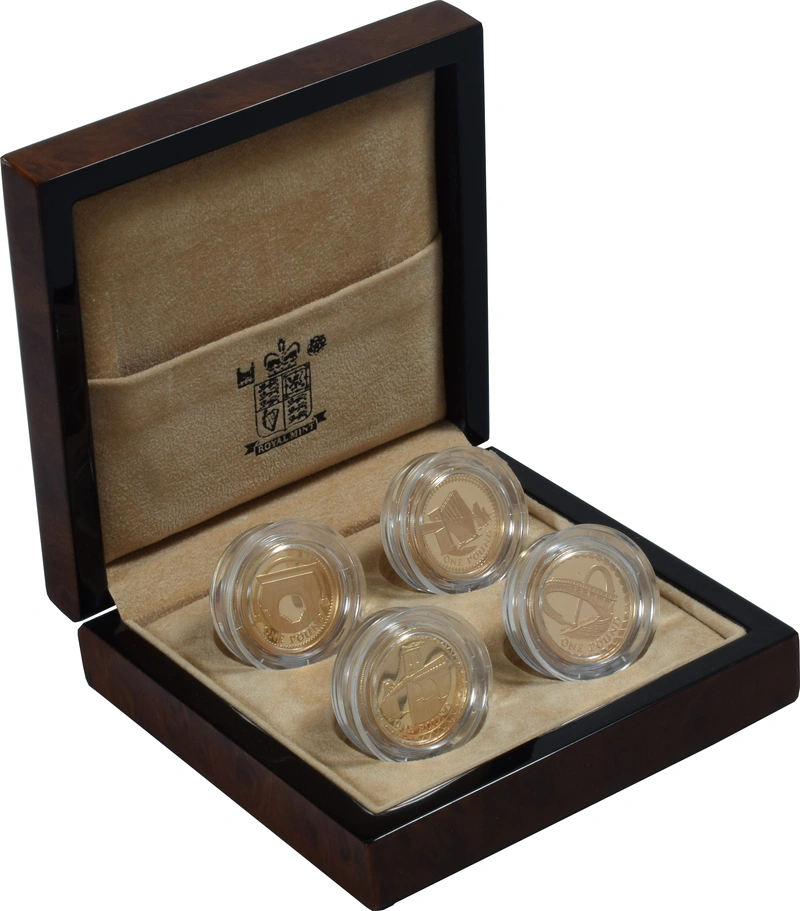 2004-2007 Proof Gold £1 Pound Coin Bridges 4 Coin Set Boxed