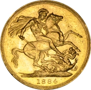 1884 Gold Sovereign - Victoria Young Head M NGC MS61+
