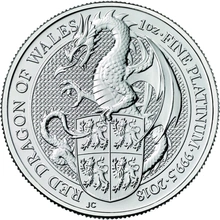 Boxed 1oz Platinum Coin, The Red Dragon - Queen's Beast
