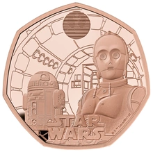 2023 Star Wars - R2-D2 and C-3PO Fifty Pence 50p Proof Gold Coin Boxed