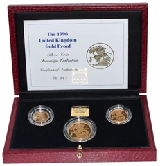 1996 Proof Gold Sovereign 3 Coin Set Boxed