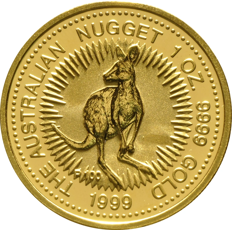1999 Australian Kangaroo Gold Nugget Coin 1oz