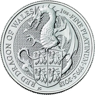 2018 1oz Red Dragon of Wales Platinum Coin Queen's Beasts