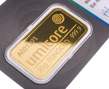 Umicore 20 Gram Gold Bar