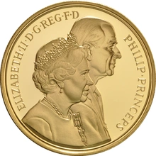 1997 - Gold Five Pound Proof Coin, Golden Wedding Anniversary of Her Majesty the Queen