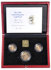 1998 Proof Gold Sovereign 3 Coin Set Boxed