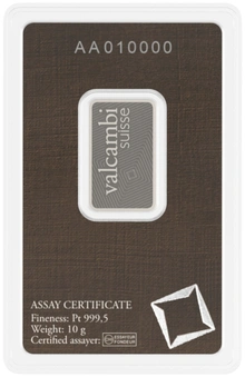 10g Platinum Bar Valcambi Minted