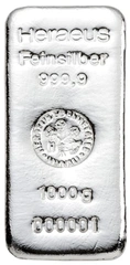 Heraeus 1 Kilo Silver Cast Bar