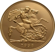 1998 Proof £5 Gold Coin (Quintuple Sovereign) - no Box or cert