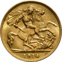 1914 Gold Half Sovereign - King George V - London